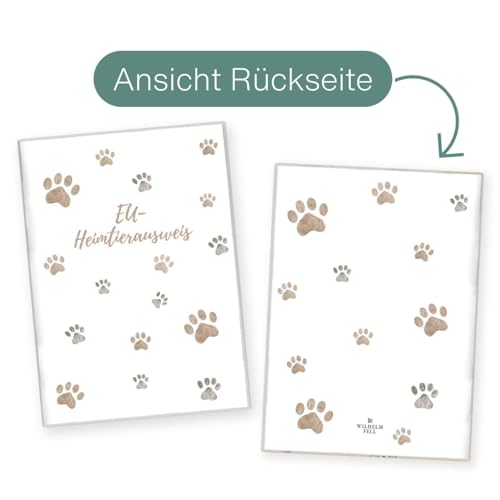 Wilhelm Fell Hülle für den EU-Heimtierausweis für Tiere I Personalisierbar für Dein Haustier I Persönliche Geschenkidee für Haustierbesitzer I Schutzhülle für den Heimtierausweis (Pfote Beige)