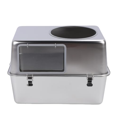 Arenero para gato metálico con tapa y pala acero inoxidable miniatura 1