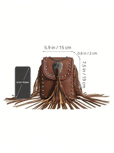 Image of Verdusa Women's Western Country Cowgirl Bag Fringe Crossbody Bags Boho Tassel Messenger Bags Casual Purses