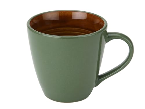 Image of Bodhi House Handcrafted Ceramic Coffee Mug Set of 1 Pieces (350 Ml), Stoneware Tea Cup, Microwave Safe Large Milk Mug, Glossy Finish, Ideal for Daily use, Casual Gatherings and Gifting, Forest Green