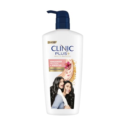 Image of Clinic Plus Strength & Smooth Shampoo, Fenugreek Protein + Hibiscus for Hair Strengthening and Smoother Hair, 650 ml