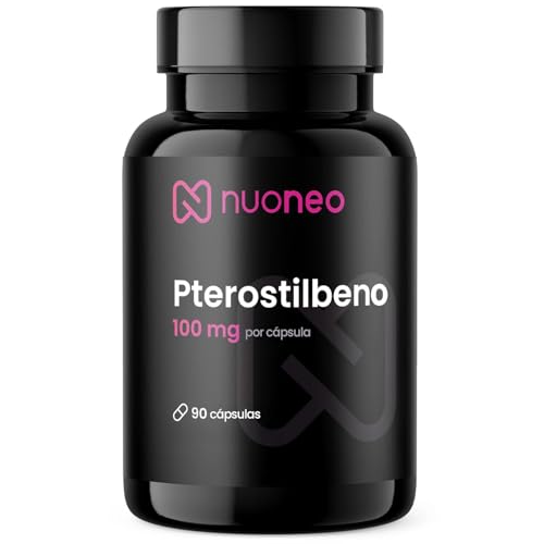 Pterostilbeno, 90 cápsulas de 100 mg, alta dosis, activador de sirtuinas y protección celular, 100 mg de trans-pterostilbene por cápsula, alta biodisponibilidad, suministro para 90 días