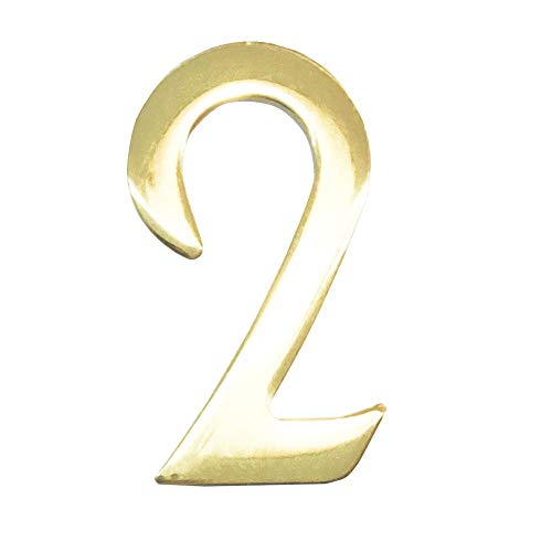 ADDRESSES OF DISTINCTION 3-Inch Brass Mailbox Number – Self Adhesive Floating Numbers – Williamsburg Font – Won’t Tarnish – Weather Resistant – Numbering for Address Plaque, Home & Door (# 2)