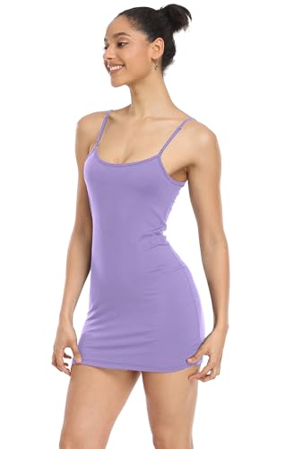 Image of Qaffier Full Slips Dress for Women Adjustable Spaghetti Strap V Neck Under Dress Camisole Mini Slip Dress
