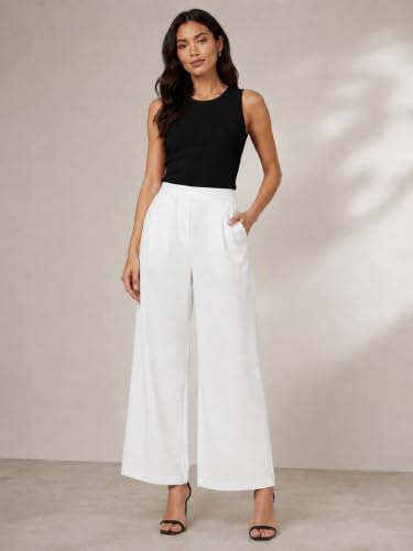 Image of GRECIILOOKS Linen Ankle Length Casual Trousers for Women | Regular Fit Linen Pants with Elastic Closure | Summer Loose Fit Daily Outfit Pants for Women