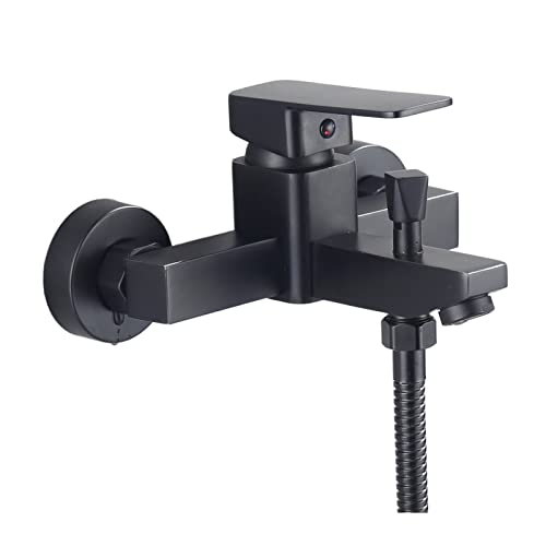 Robinet de douche noir mat mural avec mitigeur double commande pour salle de bain - 2