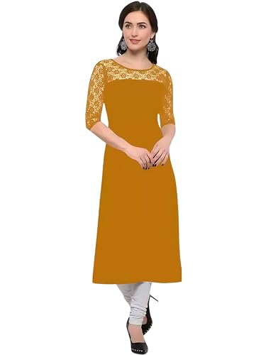 Image of Women's Crepe A-line Straight Kurtis, Plain Casual Wear Kurtis