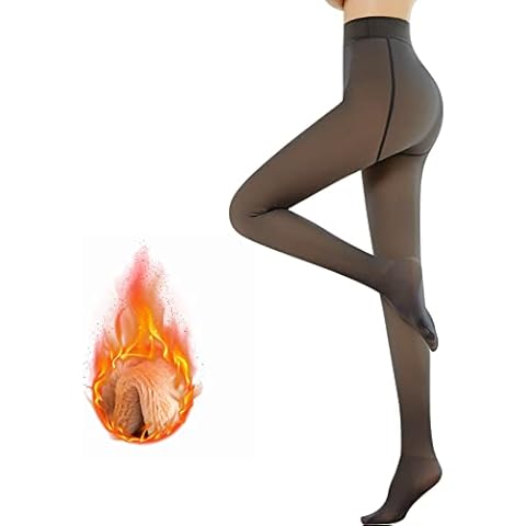 Aomig Fleece Lined Tights, Extra Thick Warm Winter Double Lined Stretch Thermal Tights, Fake Transparent Skin Slim Elastic Leggings, High Waisted Tummy Control Pantyhose for Women Cover