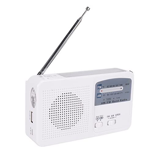 ZIUTPDAX Radio de emergencia con energía solar y manivela autoalimentada, batería de recarga USB, radio FM/AM, linterna LED, cargador de teléfono