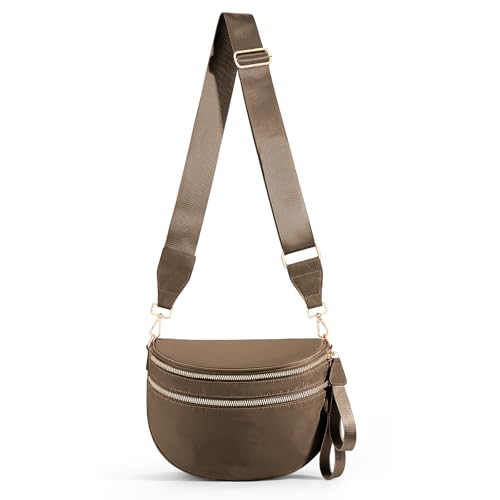 Image of hibear Checkered Crossbody Bag Spacious Bum Bags for Women Nylon Crossbody Fanny Packs Checkered Purse Belt Wallet