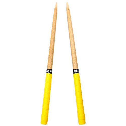 太鼓の達人 マイバチ 魔改造 個性ある木目 テーパーロール 超硬材 反発力 太鼓バチ ロンググリップ アーケードゲーム 20ミリ-380mm マイバチ 赤 黒 黄 紫 藍 (黄)