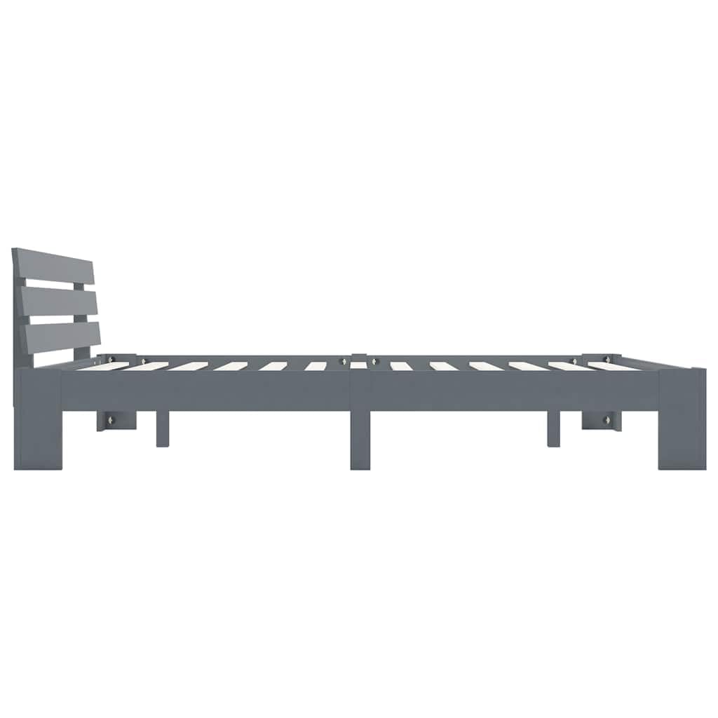Lite drewno sosnowe nowoczesny styl z zagłówkiem szary 160x200 cm | Rama łóżka z zagłówkiem szara 160x200 cm lite drewno sosnowe stelaż pod materac nowoczesna sypialnia