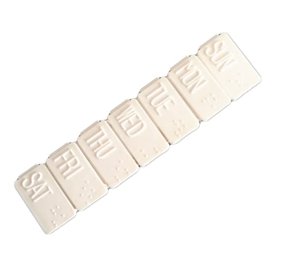 Pillendoos voor 7 dagen met dagindeling - Pillendoosje voor 1 week - Wit - Medicijndoosje met braille aanduiding - Medicijnbox met dagaanduiding