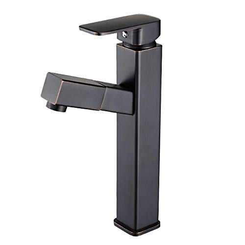 BadezimmerKüchenarmatur wasserhahn küche wasserhahn küche spüle Schwarz Becken Wasserhahn Kupfer ausziehbar erhöht heißes und kaltes Wasser Platz europäischen Stil Waschbecken Teleskopkopf Cover