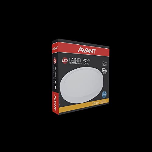 LED Painel Pop Sobrepor Avant 18W Bivolt, Redondo, Branco, Medidas A -220 B -30 C- D- mm