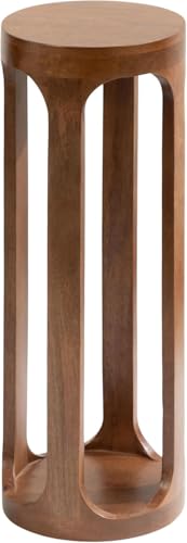 Wooden Round Shaped Drink Table Cup Stand for Living Room Bed Room Coffee Table Pedestal Desgin Table Size 8 x x 23 inch (Walnut)