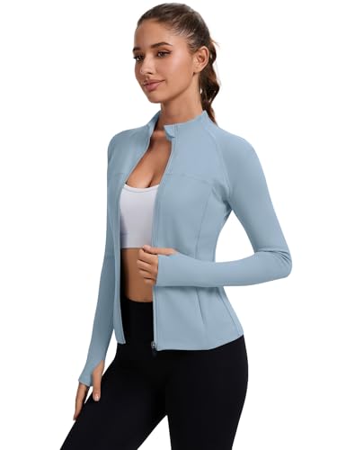 Rapbin Jackets for Women Womens Athletic Tops Women's Jackets Long Sleeve Athletic Tops Tight Fitted Golf Shirts (Blue XL)3