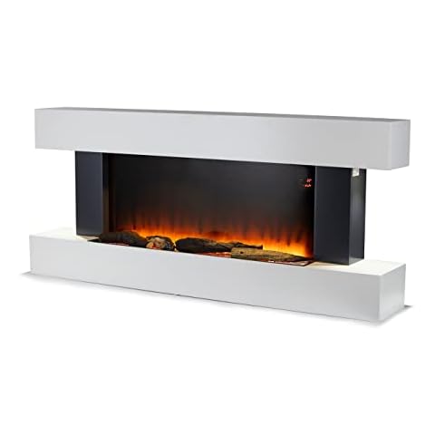 Warmlite WL45033N Hingham Wall Mounted Fireplace with Two Heat Settings and Adjustable Flame Brightness, 2000W, White Cover