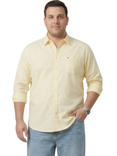 Image of Thomas Scott Men's Plus Size Cotton Casual Shirt | Regular Fit | Long Sleeves | Spread Collar | Solid | Soft & Breathable | Everyday Comfort Shirt for Men
