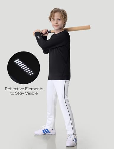 Ewedoos Youth Boys Compression Thermal Shirt Long Sleeve Fleece Undershirts Warm Base Layer for Boy Football Baseball Soccer2