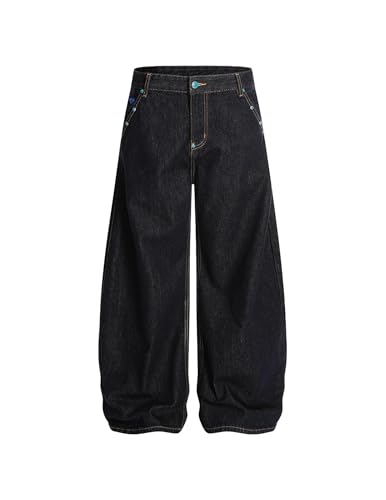 Aelfric Eden Baggy Jeans for Women Vintage Rivet Barrel Jeans High Waisted Wide Leg Y2k Streetwear Pants - Main Image