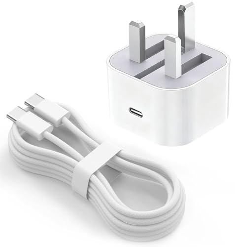 IPhone 17/17E/16/16E Charger 20W USB C Charger Plug for IPhone 17/16/15 Pro Max 17 Air 16 Plus USB C to USB C Woven Fast Charging Cable Lead for Airpods Pro 3rd/2nd/Max 2/AirPods 4 Power Adapter