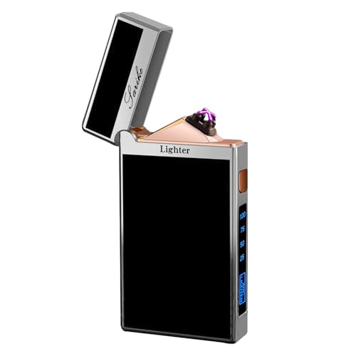 BABOBIU Electric Lighter - USB Rechargeable Lighters, Dual Windproof Plasma Arc Lighters, Camping Lighter with Dragon Pattern (Black)