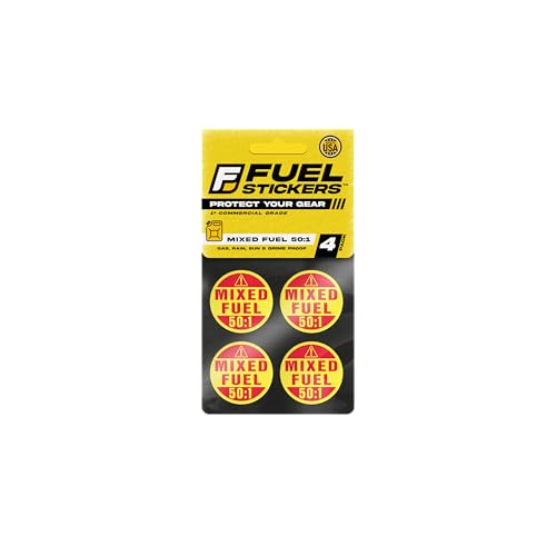 Image of Mixed Fuel Sticker 50:1, 2 Cycle Labels for Outdoor Fuel Power Equipment - Weather Proof, Extreme Stick, Commercial Grade Labels by Fuel Stickers - USA Made (1 inch Round), 20 Labels