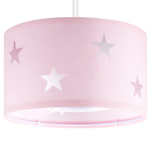 Weewooday 2 Tier Pink and White Lampshades Modern Cut Out Star Design Light Shade Ceiling for Table Pendant Lights Bedroom Decor Ceiling Lamp Shades for Living Rooms Hallways Diameter 25cm
