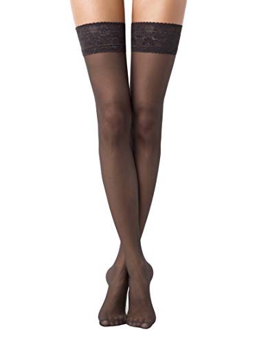 Image of Conte Semi Opaque Thigh Highs Self-Supported Stockings Silicone Lace Top Stay Ups Class 40 Den