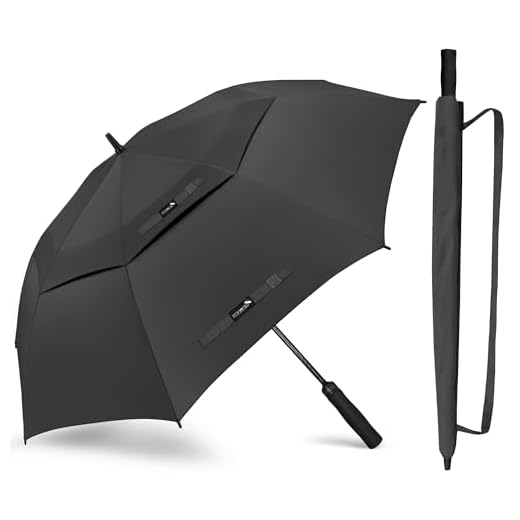 ZOMAKE 62 Inch Windproof Large Golf Umbrella for Men,Big Heavy Duty Umbrellas with Double Canopy Vented and Gold Accessories for 2-3 People(Black)