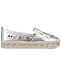 KARL LAGERFELD Women's Michaela Slip on Espadrille Sandal with Pins, SILVER, 6.5