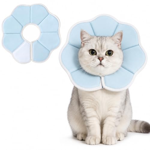 Avont エリザベスカラー 犬用 猫用 ソフト 軽量 手術後 傷口保護 舐め防止 引っ搔き防止 （ブルー）
