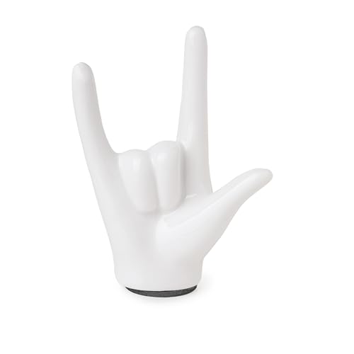 Tiny - Estatua de mano con texto en inglés 'I Love You', decoración dorada, letrero de mano de rock and roll, estatuas y esculturas de gestos dorados, escultura de mano de gesto de cerámica, estatuas