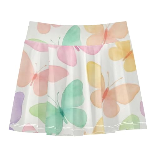 Cute Butterflies Pastel Girls Skorts Athletic Shorts Toddlers Tennis Skirts Personalized Pleated Skort 3t