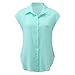 Women Cotton Linen Button Down Tops Casual Short Sleeve Shirt Blouse Collar Blouse Casual Loose Fit Tunic Tshirts A-Blue