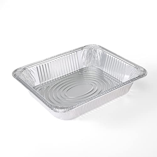 Image of Glad Disposable Half Size Aluminum Steam Pans, Deep Heavy Duty Foil Pans for Steaming, Baking, Roasting, Meal Prep, Catering & Freezer Storage, 12.5 x 10.25 x 2.5 Inch, 2 Count