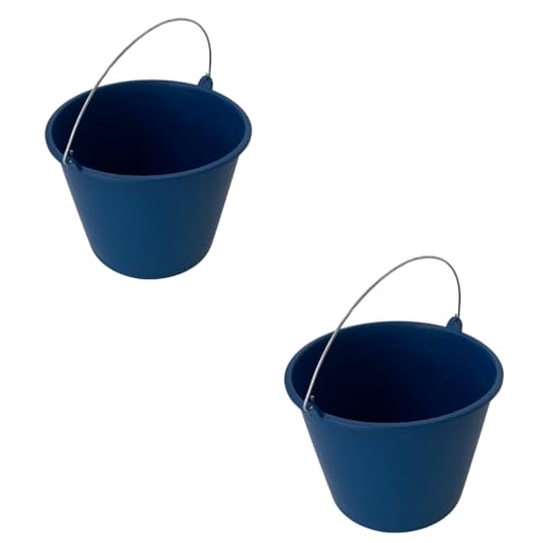 Keroppa, Cubo de Goma 6 L, Pack 2 Uds, Con Asa Metálica, Para Uso Doméstico, Limpieza, Transporte o Almacenamiento, Azul