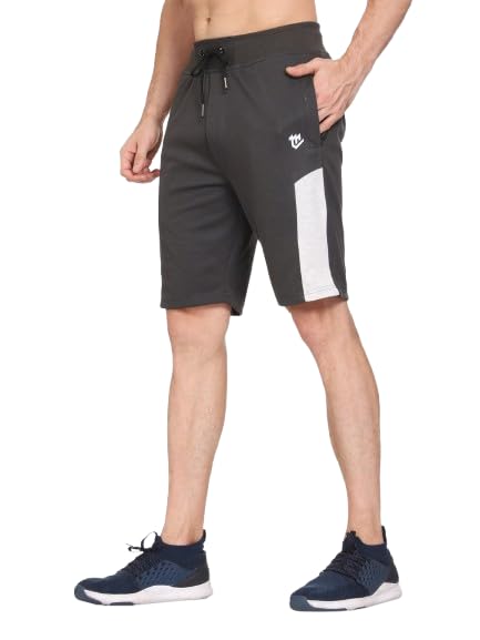 Image of MARK LOUIIS Men's Cotton Blend Shorts with 2 Zipper Pockets + 1 Back Pocket | Lightweight Breathable Casual Shorts | Elastic Waist Comfortable Fit | Multi-Color | M to 7XL