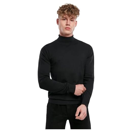 Urban Classics Herr basic turtleneck tröja sweatshirts, svart, L