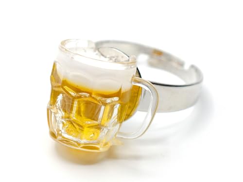 Bague verre à bière fait main bague motif chope plastique