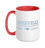 Hike Asheville North Carolina Blue Ridge Mountains NC Hiking Ceramic Mug, Red/White, 15oz