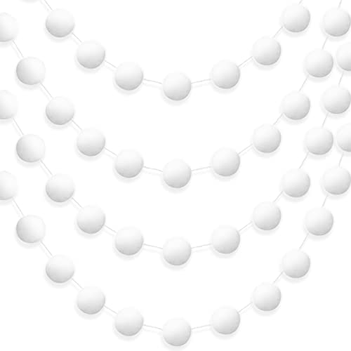 4 Stück Weihnachten Wolle Filzball Girlande 2,2m Weiß Pom Pom...