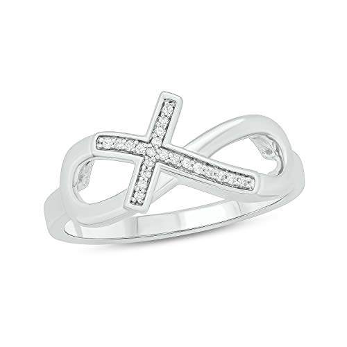 Cali Trove 1/20 Ct Natural Diamond Fashion Rings in 925 Sterling Silver | Cross Over Infinity Rings | Statements Bands | Graduation Gifts | Silver Accessories | Diamond Jewelry | Fashion Bands