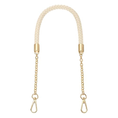 sourcing map Sangle de sac à main en cuir synthétique tressé, poignée de rechange pour sac à main sous les bras, Beige, boucle dorée clair, taille unique