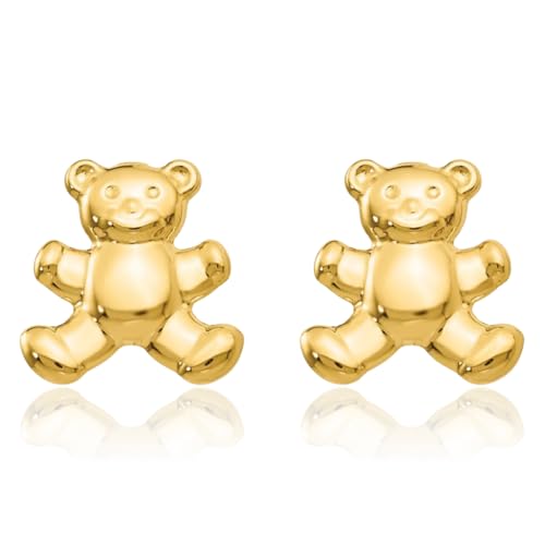 14K Solid Yellow Gold Gummy Teddy Bear Studs Earrings3