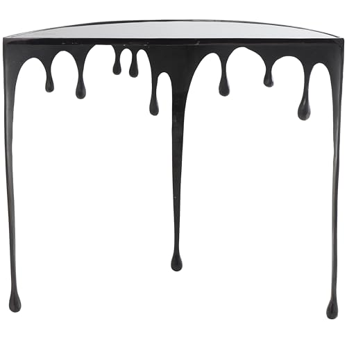 Image of Deco 79 Aluminum Drip Console Table with Melting Designed Legs and Shaded Glass Top, 36 inch x 14 inch x 32 inch, Black