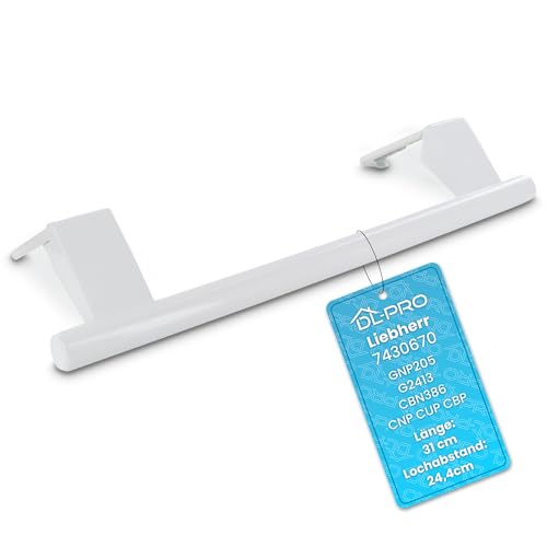 DL-pro Poignée de porte, distance entre les trous : 24,4 cm, longueur 31 cm, pour Liebherr 7430670, poignée de réfrigérateur, poignée à levier, pour GNP205 G2413 CBN386 CNP CUP CBP