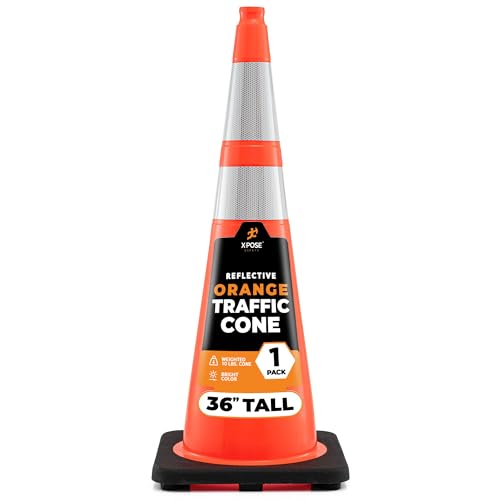 Image of Xpose Safety 36 Inch Orange Traffic Cones with 6 inch & 4 inch Collars, 1-Pack