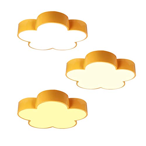 Preisvergleich Produktbild HP CAMP Ultradünne Deckenleuchte kreative Wolke intelligente Anpassung stufenlos dimmbar Deckenleuchte Beleuchtung Junge Mädchen Schlafzimmer Kindergarten mit Fernbedienung, 24W,Gelb,24W